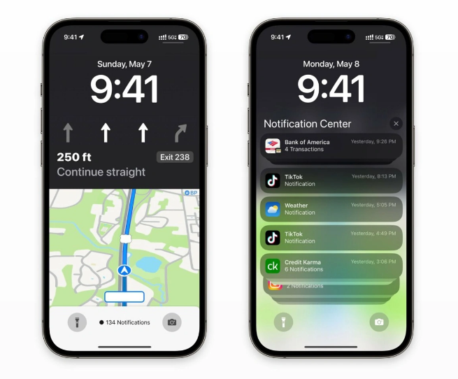 大朗镇苹果维修服务分享iOS17锁屏地图导航半屏显示长什么样 